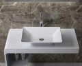 Umywalka nablatowa naszafkowa matowa biała prostokatna konglomerat marmurowy lany marmur symetryczna łazienkowa na szafkę corian amati