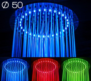 Inteligentna, okrągła deszczownica LED Duomo Luce DS 1250R - 40 diod LED, lustrzany chrom, nowość  !!